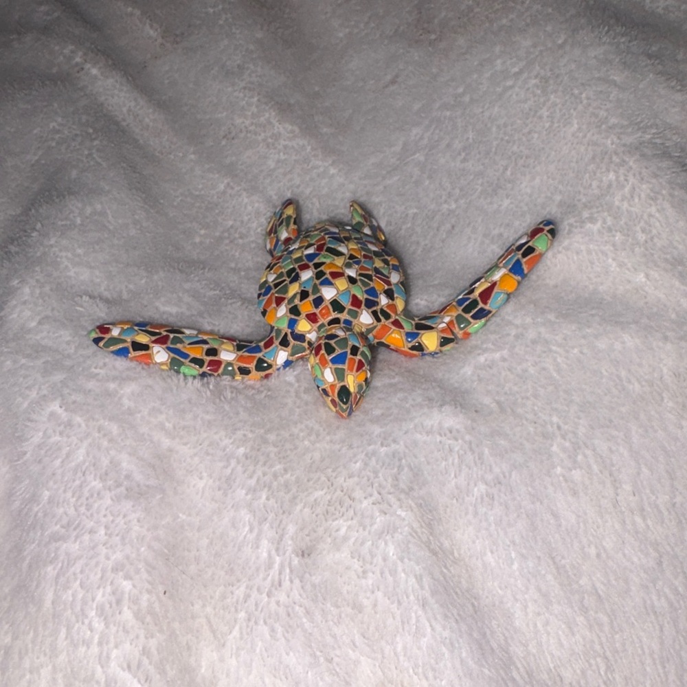 Colorful Mosaic Glass Turtle Figurine